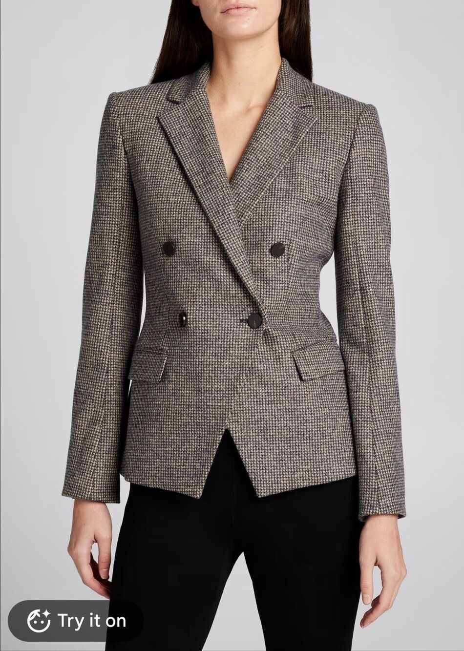 Theory Houndstooth Double Breasted Blazer Wool blend 10